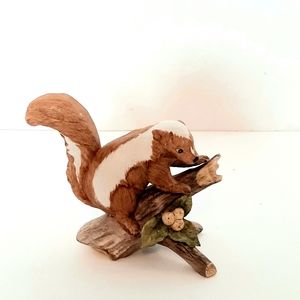 Vintage Lefton Chipmunk Porcelain Sitting on a Log #2198